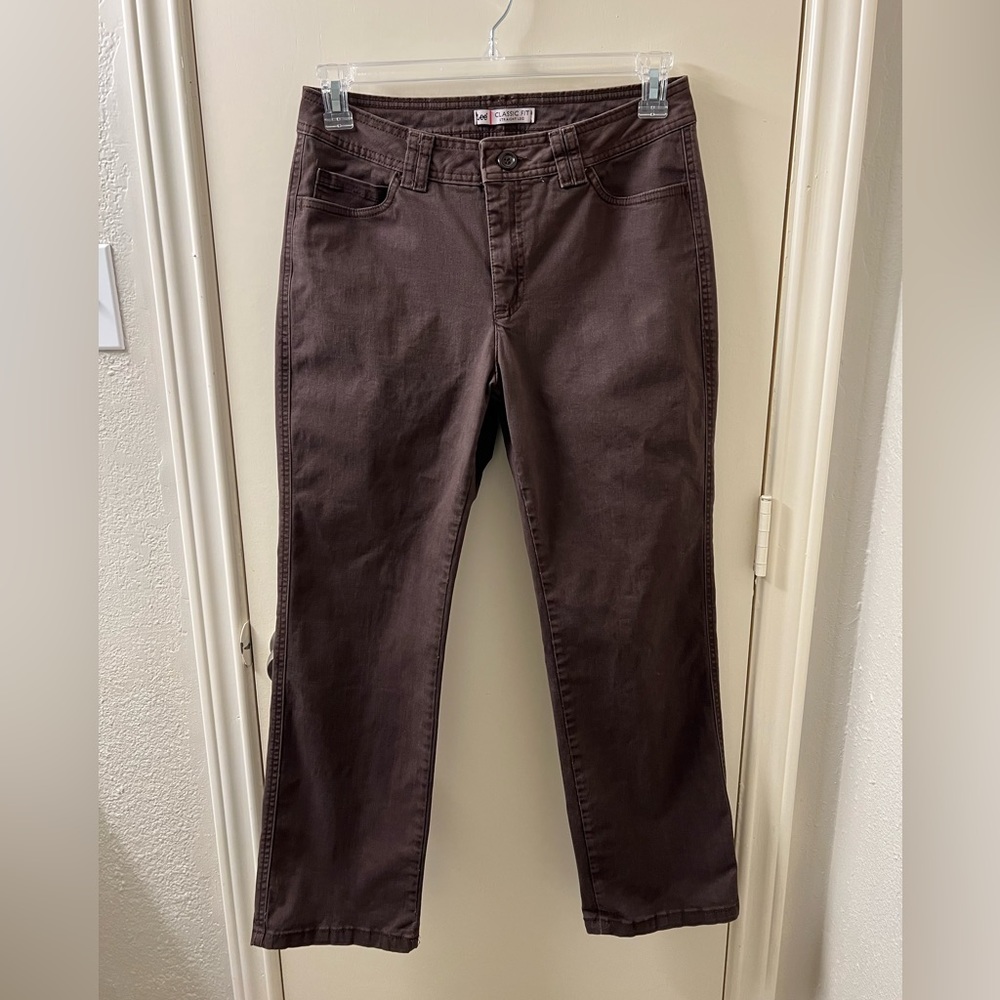 Women's Brown Lee Classic Fit Straight Leg Pants Size 10 petite